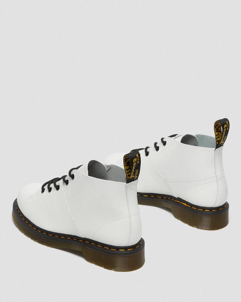 White Men's Dr Martens Church Smooth Leather Monkey Boots | CA 549PJJ